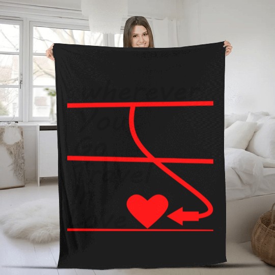 Travel Around The World In Love quote Fleece Blankets