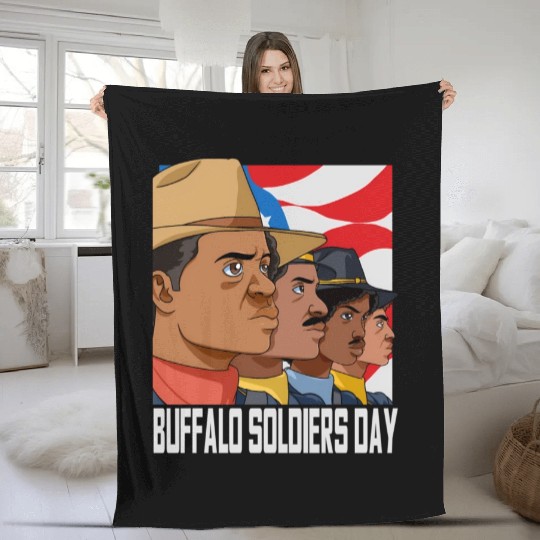 National Buffalo Soldiers Day July 28Th Patriotic Fleece Blankets