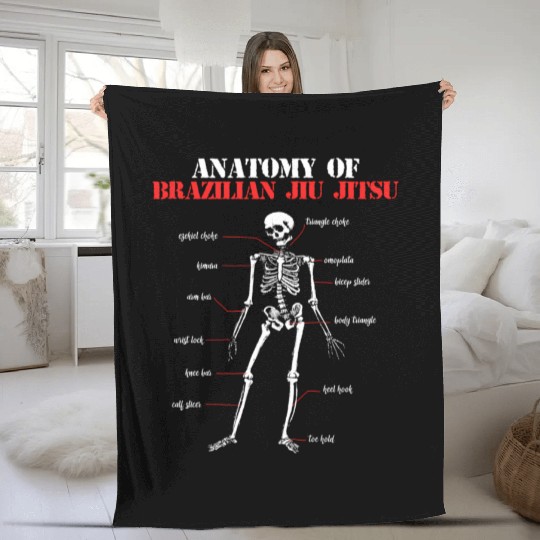 Mma Grappling Anatomy Of Bjj Brazilian Jiu Jitsu Fleece Blankets