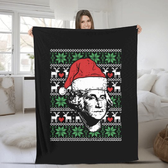 Ugly George Washington Patriotic President Fleece Blankets