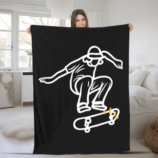 Modern Illustrated Skateboard Fleece Blankets