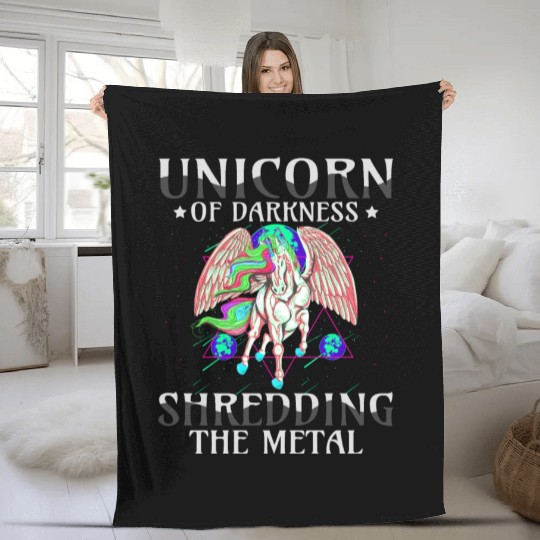 Goth Rock Satan Girl Woman Festivals Death Metal Fleece Blankets