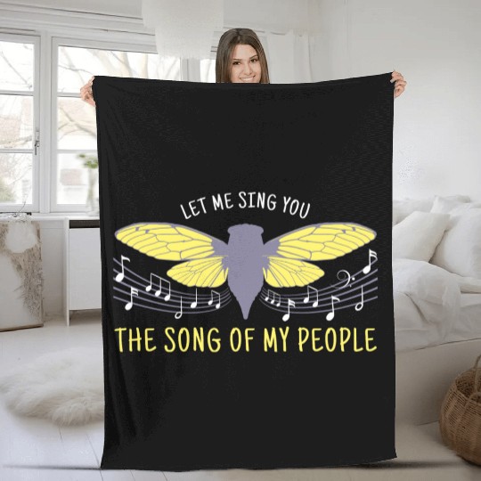 Let Me Sing You The Song Of My People Cicada Artsy Fleece Blankets