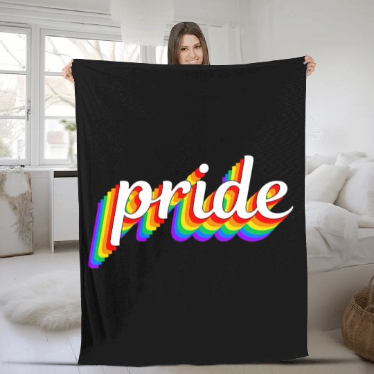 Happy Pride Rainbow Multi Color Gay Lesbian Lgbtq Fleece Blankets