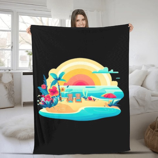 Poolside paradise Fleece Blankets