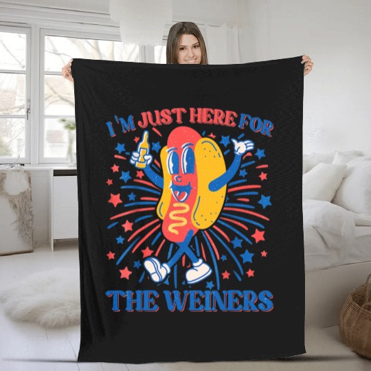 I'm Just Here For The Wieners Fleece Blankets
