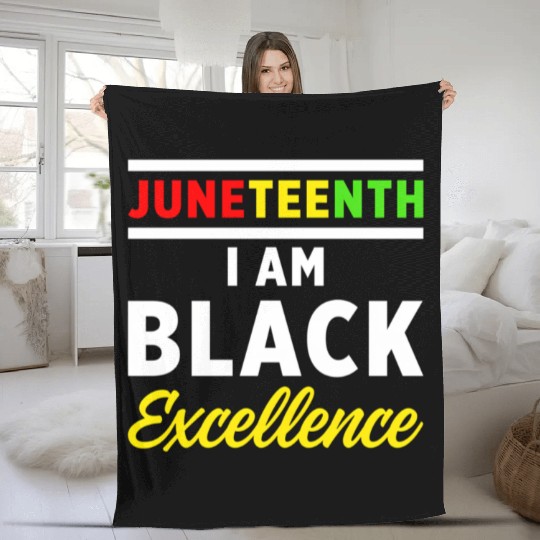 Juneteenth Excellence Black African American Flag Fleece Blankets