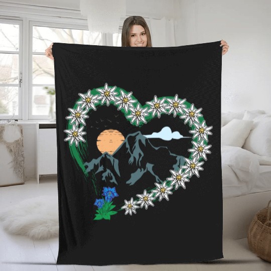 Mountain Love Hiking Climbing Mountaineering Fleece Blankets