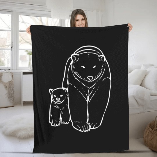 Polar Bear and Cub Pet Lover Gift Fleece Blankets