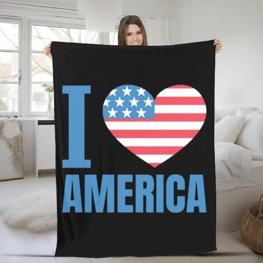 I Love America Fleece Blankets