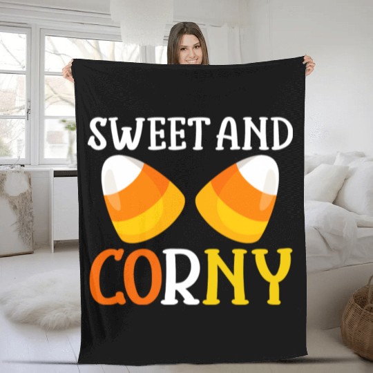 Halloween Design Candy Corn Sweet And Corny Fleece Blankets