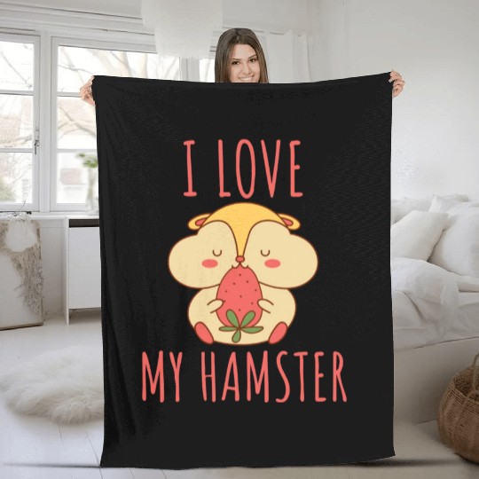 I Love My Hamster Fleece Blankets