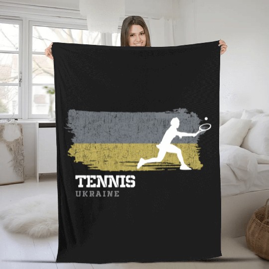 Tennis Ukraine Flag Tennis Player Tennis Fleece Blankets