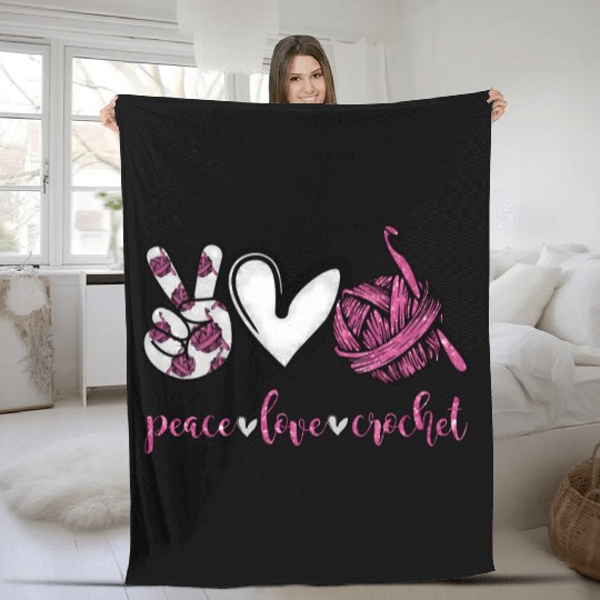 Peace Love Crochet Crocheting Fleece Blankets