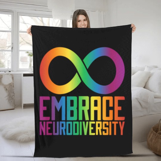 Autism Infinity Symbol Embrace Neurodiversity Fleece Blankets