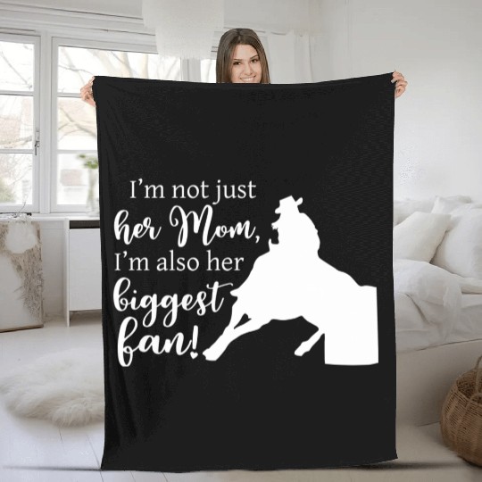 Mom Barrel Racing Horse Riding Racer Back Print Fleece Blankets