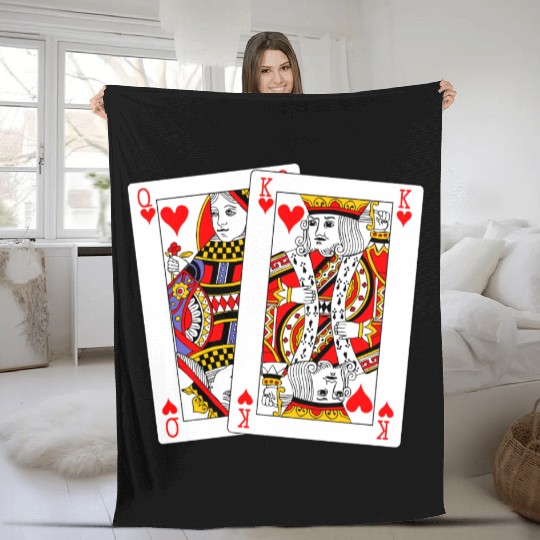 Queen and King of Hearts Fleece Blankets