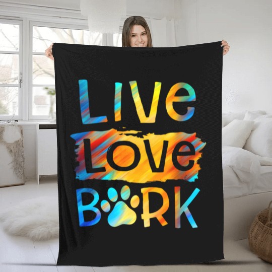 Paw Dog Live Love Bark Puppy Dog Grooming Fleece Blankets