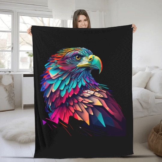 psychedelic eagle Fleece Blankets