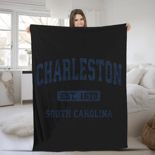 Charleston South Carolina Sc Athletic Sports Fleece Blankets