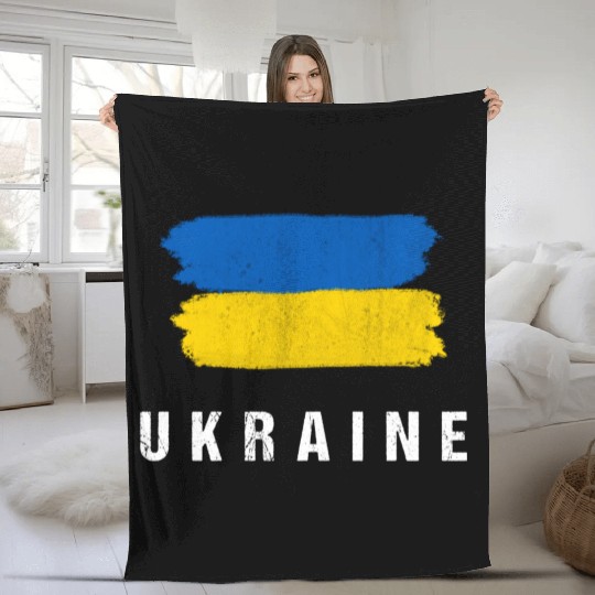 Painted Ukraine Flag Ukrainian Flag Fan Fleece Blankets