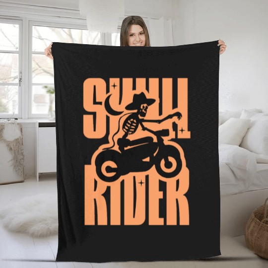 Skull Rider AI Fleece Blankets