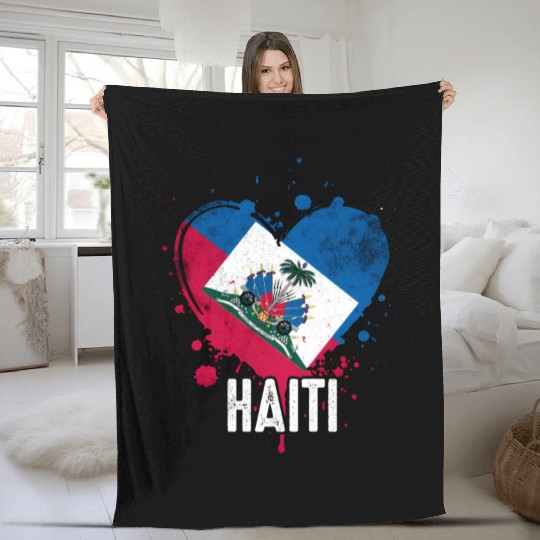Haitian Vacation Haiti Flag Fleece Blankets
