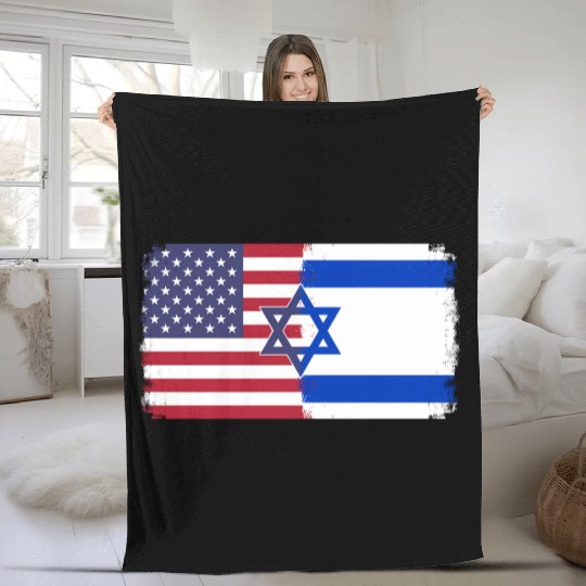 Israel Usa Flag Fleece Blankets