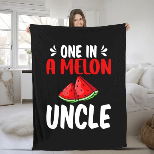 One In A Melon Uncle Watermelon Family Fleece Blankets