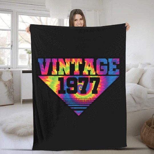 Vintage 1977 Tie Dye Splash Color Triangle Fleece Blankets