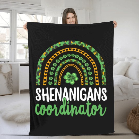 Shenanigans Coordinator Teacher St Patricks Day Fleece Blankets