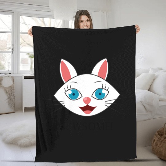Mewsome White Cat Face Fleece Blankets