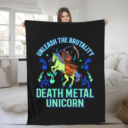 Goth Rock Satan Unicorn Festivals Death Metal Fleece Blankets