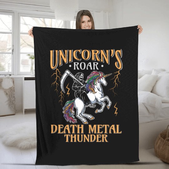 Goth Rock Satan Unicorn Festivals Death Metal Fleece Blankets