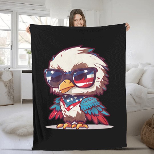 Patriotic fashionista Bird Fleece Blankets