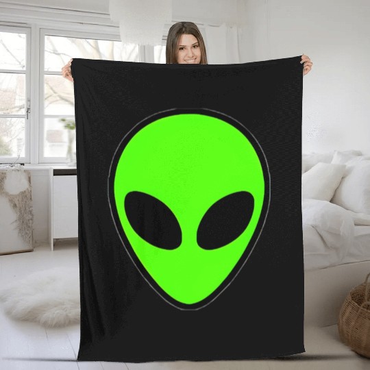 Alien Head Pocket Patch Area 51 Fleece Blankets