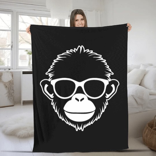 Ape Face Apes Apelike Jungle Primate Fleece Blankets
