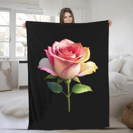 A vintage style of colorful fancy roses. Fleece Blankets