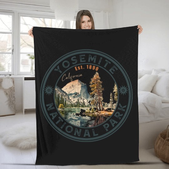 Yosemite National Park Vintage Style Half Dome Fleece Blankets