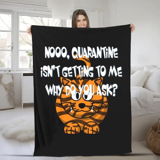 Crazy Cat Social Distancing Face Mask Funny Fleece Blankets