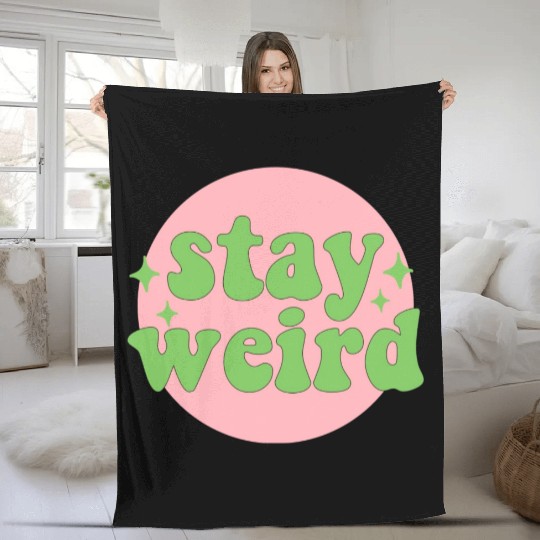 Stay weird 80s yellow stars Fleece Blankets