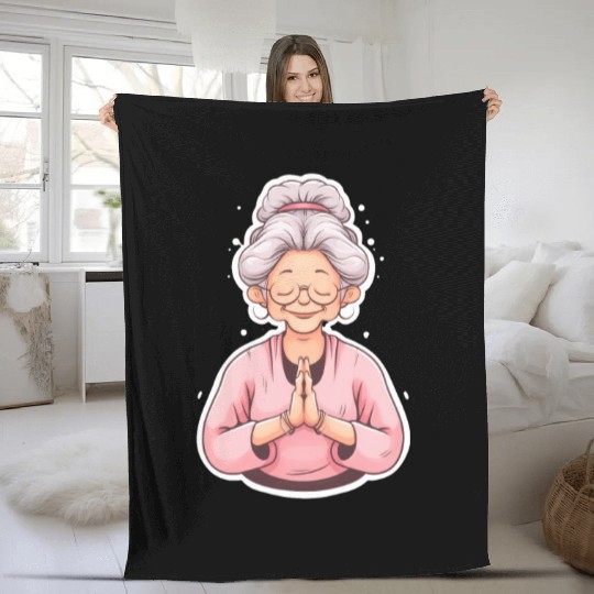 Yoga Grandma Fleece Blankets