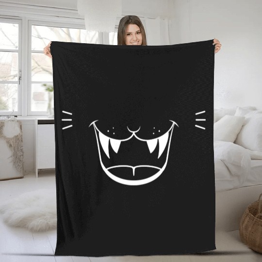 Angry Cat Face Fleece Blankets