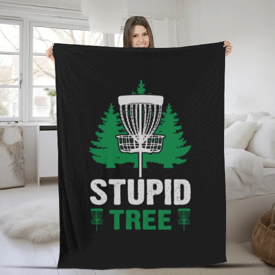 Funny Disc Golf Stupid Tree Art Frisbee Fleece Blankets