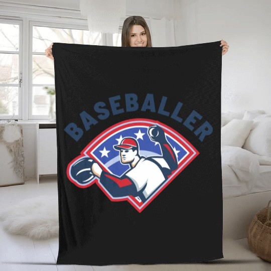 Baseballer Baseball Pitcher Sports Club Player Fleece Blankets