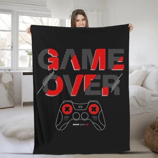 Vector game over typography with controller Fleece Blankets