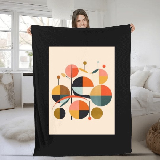 mid century retro shapes geometric 2 Fleece Blankets