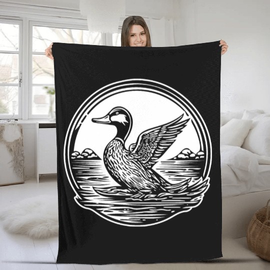 Duck Bird Nature Pond Fleece Blankets