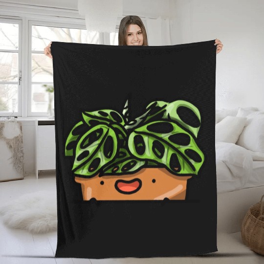 Pocket Plant Monstera Adansonii Fleece Blankets