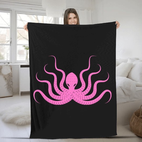 Menace Octopus Neon Pink Fleece Blankets